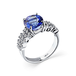 Кольцо из белого золота с танзанитом 3,458 ct
