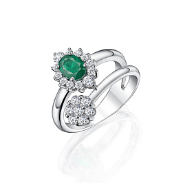 Кольцо из белого золота с изумрудом 0,72 ct