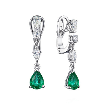 Серьги из белого золота с изумрудами 2,37 ct