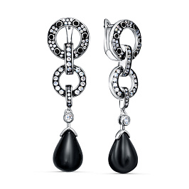 Серьги из серебра с ониксом
