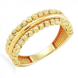 Стильное Кольцо из желтого золота с шариками