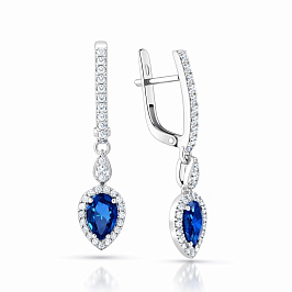 Серьги из белого золота с сапфирами 1,48 ct