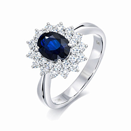Кольцо из белого золота с сапфиром 1,78 ct