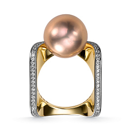 Кольцо из желтого золота с жемчугом