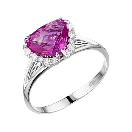 Кольцо из белого золота с сапфиром 2,16 ct