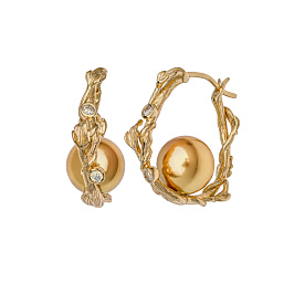 Серьги из желтого серебра с жемчугом