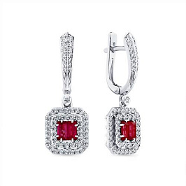 Серьги из белого золота с рубинами 0,936 ct
