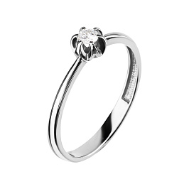 Кольцо из белого золота с бриллиантом 0,108 ct