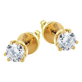 Серьги DANAYA  из желтого золота с бриллиантами 1 ct