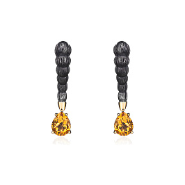 Серьги из серебра с цитрином