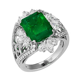 Кольцо из белого золота с изумрудом 5,48 ct