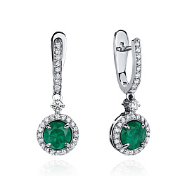 Серьги из белого золота с изумрудами 1,11 ct