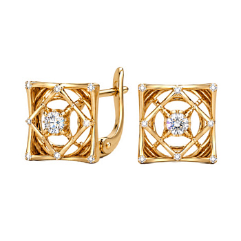 Серьги из желтого золота с бриллиантами 0,22 ct