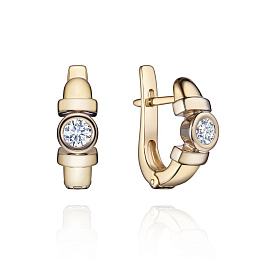 Серьги из желтого золота с бриллиантами 0,39 ct
