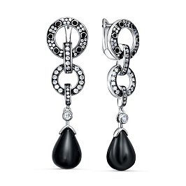 Серьги из серебра с ониксом
