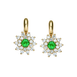 Серьги из желтого золота с изумрудами 0,67 ct