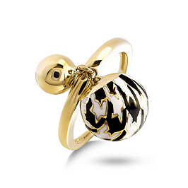 Кольцо из желтого золота с эмалью