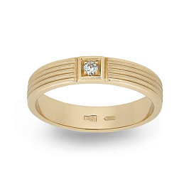 Кольцо из желтого золота с бриллиантом 0,032 ct