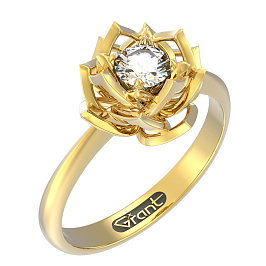 Кольцо из желтого золота с бриллиантом 0,224 ct