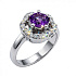 Кольцо серебряное с аметистом и фианитом