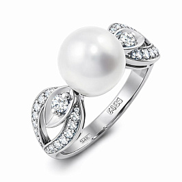 Кольцо из белого золота с жемчугом