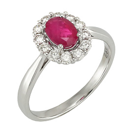 Кольцо из белого золота с рубином 1,01 ct