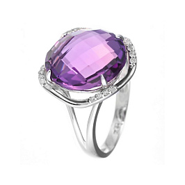Кольцо из белого золота с аметистом 7,03 ct