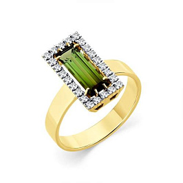 Кольцо из желтого золота с турмалином 0,74 ct