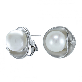 Серьги из белого золота с жемчугом