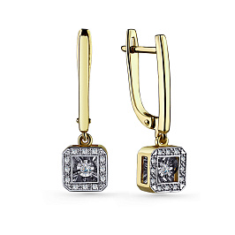 Серьги из желтого золота с бриллиантами 0,027 ct