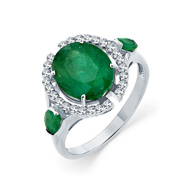 Кольцо из белого золота с изумрудами 3,283 ct