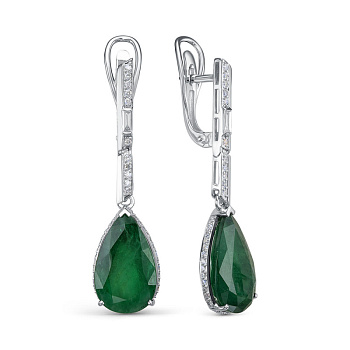 Серьги из белого золота с изумрудами 4,08 ct