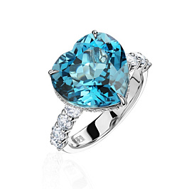 Кольцо из белого золота с топазом 7,48 ct