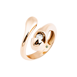 Кольцо из желтого золота с бриллиантом 0,11 ct