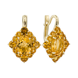 Серьги из желтого золота с цитринами 3,44 ct