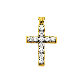 Крест из желтого золота с бриллиантами