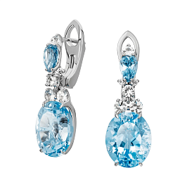 Серьги из белого золота с топазами 13,98 ct