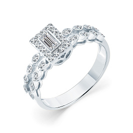 Кольцо из белого золота с бриллиантами 0,106 ct