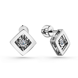 Серьги из белого золота с бриллиантами 0,079 ct