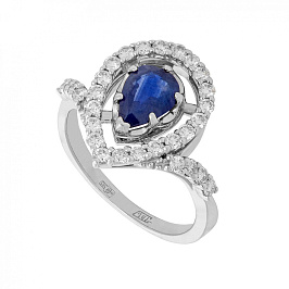 Кольцо из белого золота с сапфиром 1,272 ct