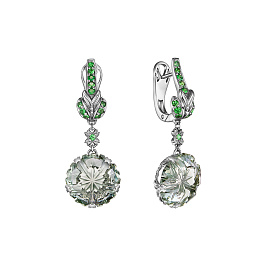 Серьги из белого золота с празиолитами 20,71 ct