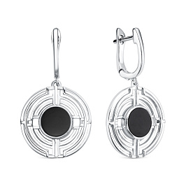 Серьги из серебра с ониксом