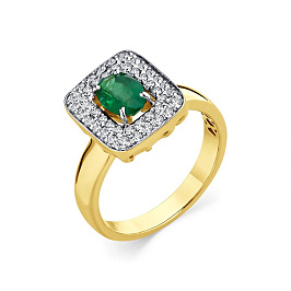 Кольцо из желтого золота с изумрудом 0,573 ct
