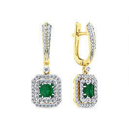 Серьги из желтого золота с изумрудами 0,794 ct