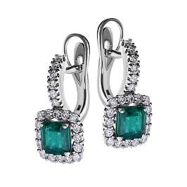 Серьги из белого золота с изумрудами 3,04 ct