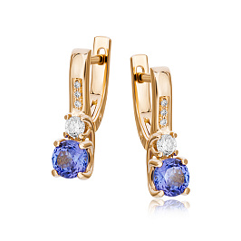 Серьги из желтого золота с танзанитами 1,43 ct