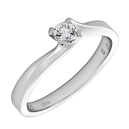 Кольцо из белого золота с бриллиантом 0,201 ct