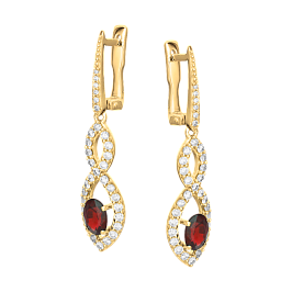 Серьги из желтого золота с рубинами 1,64 ct
