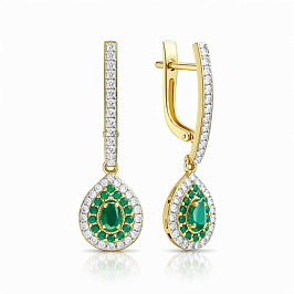 Серьги из желтого золота с изумрудами 0,292 ct