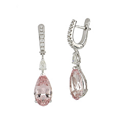 Серьги из белого золота с морганитами 10,55 ct